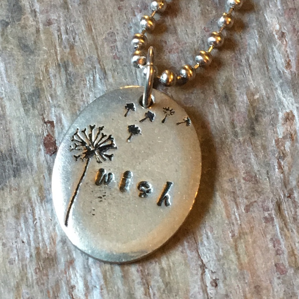 Hand Stamped Jewelry Dandelion Wish Necklace